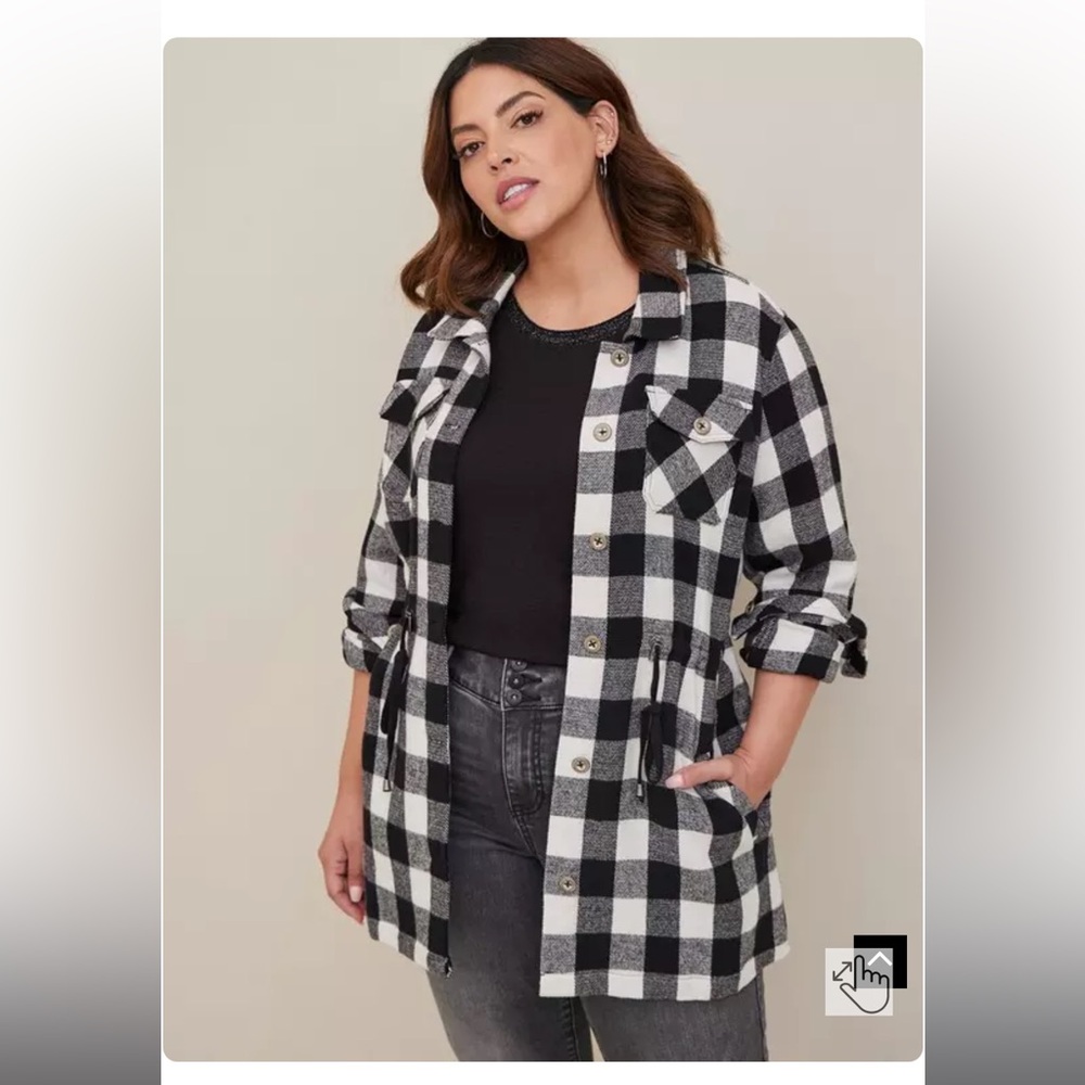 Torrid Brushed Cotton Buffalo Plaid Shacket Jacket